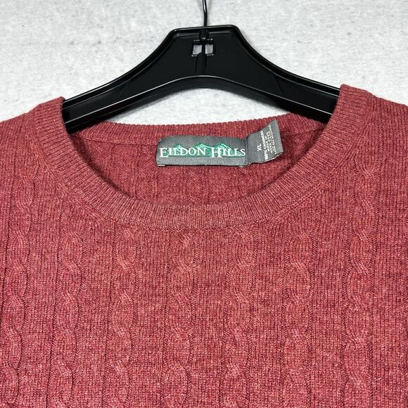 Eildon Hills Sweater Mens XL Salmon 100% Cashmere Soft Preppy Business Crew Neck - Picture 2 of 9